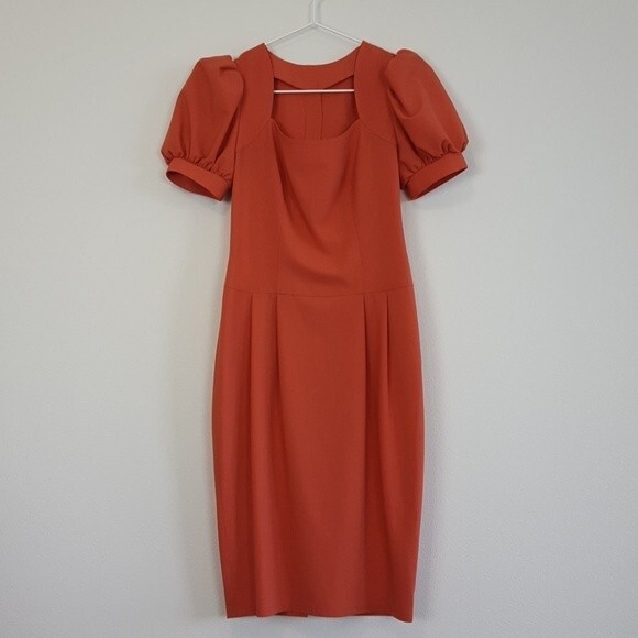 Vintage 80s Burnt Orange Pencil Dress - Picture 10 of 10